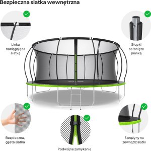 Trampolina ogrodowa Zipro Jump Pro Premium z siatką wewnętrzną 16FT 496cm + Mata Celnościowa 5
