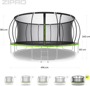 Trampolina ogrodowa Zipro Jump Pro Premium z siatką wewnętrzną 16FT 496cm + Mata Celnościowa 10