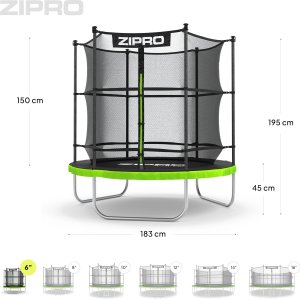 Trampolina ogrodowa Zipro Jump Pro z siatką wewnętrzną 6FT 183cm + Mata Celnościowa 9