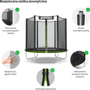 Trampolina ogrodowa Zipro Jump Pro z siatką zewnętrzną 6FT 183cm + Mata Celnościowa 6