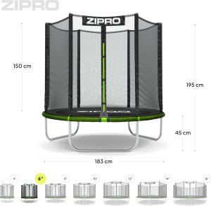Trampolina ogrodowa Zipro Jump Pro z siatką zewnętrzną 6FT 183cm + Mata Celnościowa 9