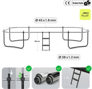 Trampolina ogrodowa Zipro Jump Pro Quadro z siatką wewnętrzną 427 x 244 cm + Mata Celnościowa 5