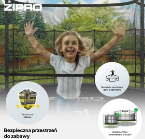 Trampolina ogrodowa Zipro Jump Pro z siatką wewnętrzną 12FT 374cm + Butelka Termiczna 5
