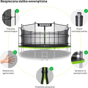 Trampolina ogrodowa Zipro Jump Pro z siatką wewnętrzną 16FT 496cm + Butelka Termiczna 6