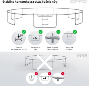 Trampolina ogrodowa Zipro Jump Pro z siatką wewnętrzną 16FT 496cm + Butelka Termiczna 7