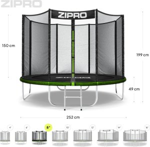 Trampolina ogrodowa Zipro Jump Pro z siatką zewnętrzną 8FT 252cm + Butelka Termiczna 10