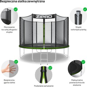 Trampolina ogrodowa Zipro Jump Pro z siatką zewnętrzną 10FT 312cm + Butelka Termiczna 4