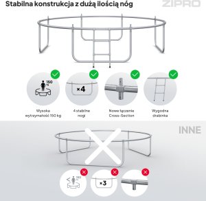 Trampolina ogrodowa Zipro Jump Pro z siatką zewnętrzną 10FT 312cm + Butelka Termiczna 5