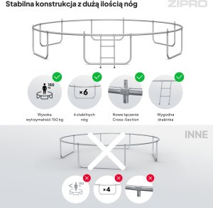 Trampolina ogrodowa Zipro Jump Pro z siatką zewnętrzną 14FT 435cm + Butelka Termiczna 7