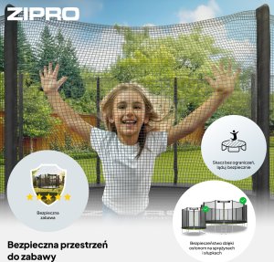 Trampolina ogrodowa Zipro Jump Pro z siatką zewnętrzną 16FT 496cm + Butelka Termiczna 5