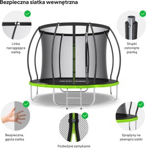 Trampolina ogrodowa Zipro Jump Pro Premium z siatką wewnętrzną 8FT 252cm + Butelka Termiczna 6
