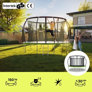 Trampolina ogrodowa Zipro Jump Pro Premium z siatką wewnętrzną 12FT 374cm + Butelka Termiczna 3