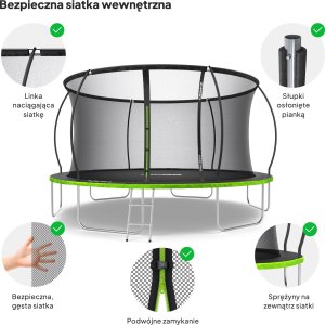 Trampolina ogrodowa Zipro Jump Pro Premium z siatką wewnętrzną 14FT 435cm + Butelka Termiczna 5