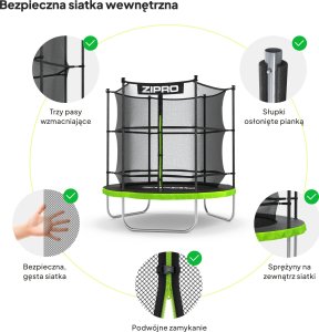 Trampolina ogrodowa Zipro Jump Pro z siatką wewnętrzną 6FT 183cm + Butelka Termiczna 6