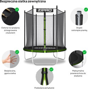 Trampolina ogrodowa Zipro Jump Pro OUT z siatką zewnętrzną 4FT 127cm + Butelka Termiczna 5