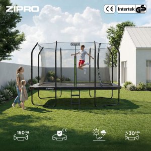 Trampolina ogrodowa Zipro Jump Pro Quadro z siatką wewnętrzną 366 x 244 cm + Butelka Termiczna 3