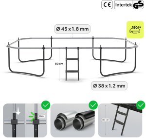 Trampolina ogrodowa Zipro Jump Pro Quadro z siatką wewnętrzną 366 x 244 cm + Butelka Termiczna 5