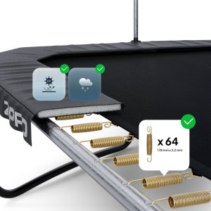 Trampolina ogrodowa Zipro Jump Pro Quadro z siatką wewnętrzną 366 x 244 cm + Butelka Termiczna 8