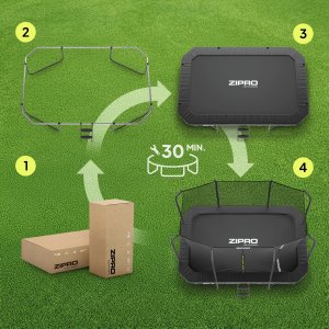 Trampolina ogrodowa Zipro Jump Pro Quadro z siatką wewnętrzną 366 x 244 cm + Butelka Termiczna 10