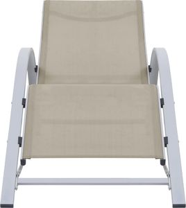 vidaXL Leżaki ze stolikiem aluminium kremowe 2 szt. 4