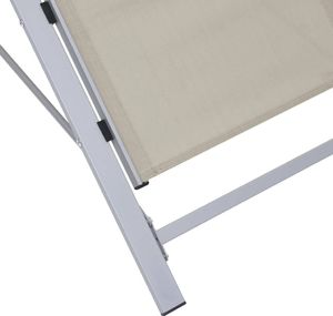 vidaXL Leżaki ze stolikiem aluminium kremowe 2 szt. 7