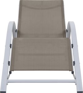 vidaXL Leżaki ze stolikiem aluminium kolor taupe 2 szt. 4