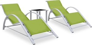 vidaXL Leżaki ze stolikiem aluminium zielone 2 szt. 1
