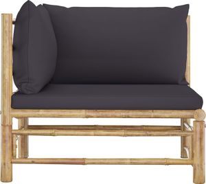 vidaXL Narożna sofa ogrodowa z ciemnoszarymi poduszkami bambusowa 2