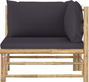 vidaXL Narożna sofa ogrodowa z ciemnoszarymi poduszkami bambusowa 4