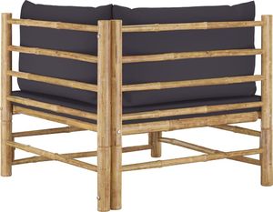 vidaXL Narożna sofa ogrodowa z ciemnoszarymi poduszkami bambusowa 5