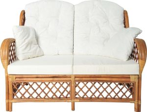 vidaXL 2-osobowa sofa, jasnobrązowa, rattanowa 2