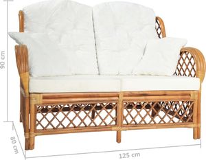vidaXL 2-osobowa sofa, jasnobrązowa, rattanowa 5