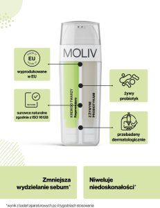 MOLIV Krem do twarzy z żywymi probiotykami, Regenerujący + Oleożle do mycia twarzy z żywymi probiotykami 5