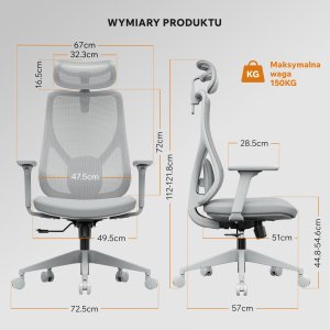 Krzesło biurowe SENSE7 Moyo szare + kabel usb 5