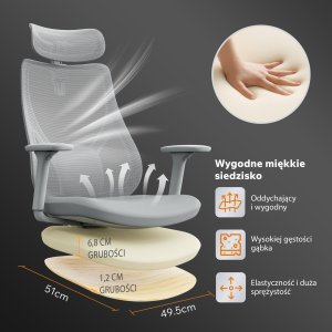 Krzesło biurowe SENSE7 Moyo szare + kabel usb 8