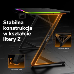 Biurko SENSE7 Volt RGB 120 czarne + kabel usb 8