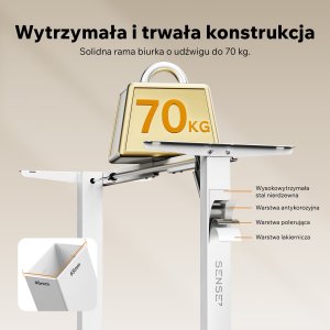 Biurko SENSE7 Rama biurka elektrycznego Nojo light biała + kabel usb 6