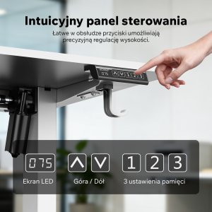 Biurko SENSE7 Rama biurka elektrycznego Nojo light biała + kabel usb 9