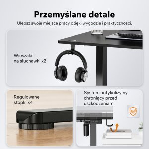 Biurko SENSE7 Rama biurka elektrycznego Nojo light czarna  + kabel usb 11