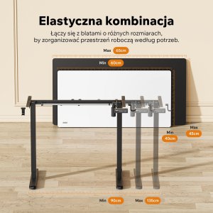 Biurko SENSE7 Rama biurka elektrycznego Nojo light czarna  + kabel usb 12