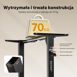 Biurko SENSE7 Rama biurka elektrycznego Nojo light czarna  + kabel usb 6