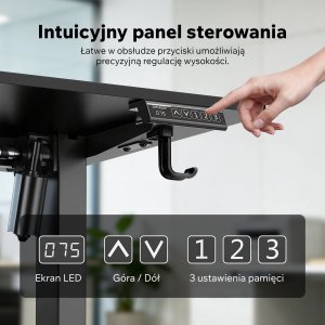 Biurko SENSE7 Rama biurka elektrycznego Nojo light czarna  + kabel usb 9