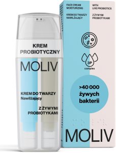 MOLIV Zestaw Oleożel do mycia, Krem nawilżający i Serum do twarzy z żywymi probiotykami 18