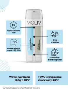 MOLIV Zestaw Oleożel do mycia, Krem nawilżający i Serum do twarzy z żywymi probiotykami 7