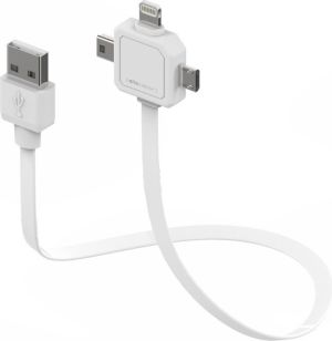 Kabel USB PowerCube USB-A - miniUSB + microUSB + Lightning 0.8 m Biały (9002/UC80CN) 1