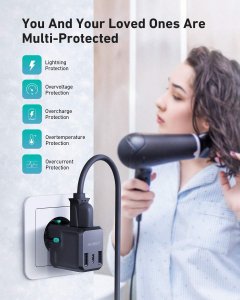 Ładowarka Aukey 2x USB-A 1x USB-C 3 A (PA-TA02) 7