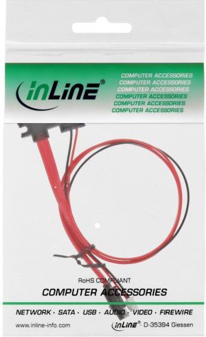 InLine SATA 15-pin - Molex x2, 0.35m, Czerwony (29695B) 2