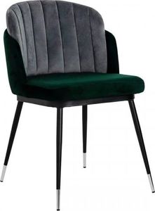 King Home Krzesło MARCEL zielono szare - welur, podstawa czarno-srebrna 1