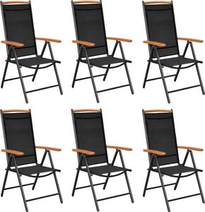 vidaXL Składane krzesła ogrodowe, 6 szt., tkanina textilene, czarne (312187) 1