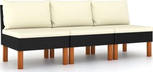 vidaXL Siedziska środkowe 3 szt. polirattan i drewno eukaliptusowe 2